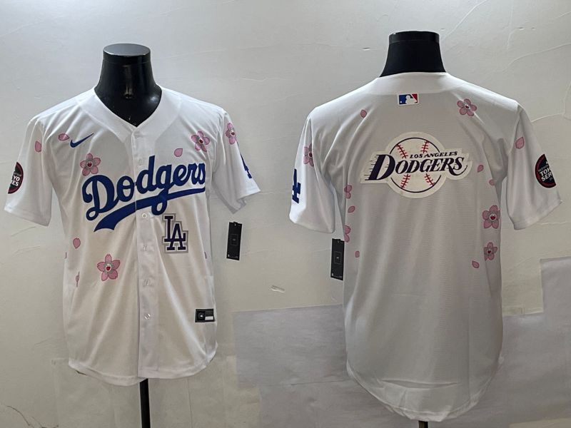 Men Los Angeles Dodgers Blank White Sakura Edition 2025 Nike MLB Jersey style 30